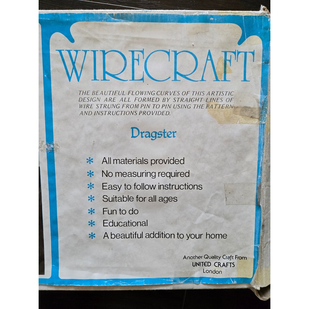 Vtg 70s Wirecraft‎ Dragster String Art Kit United Crafts London Nail Wire Craft - Picture 5 of 7